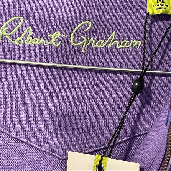 ROBERT GRAHAM ‘WALKENFUSS’ 1/4 ZIP CLASSIC LONG SLEEVE KNIT-CASHMERE/SILK/COTTON - Picture 11 of 11